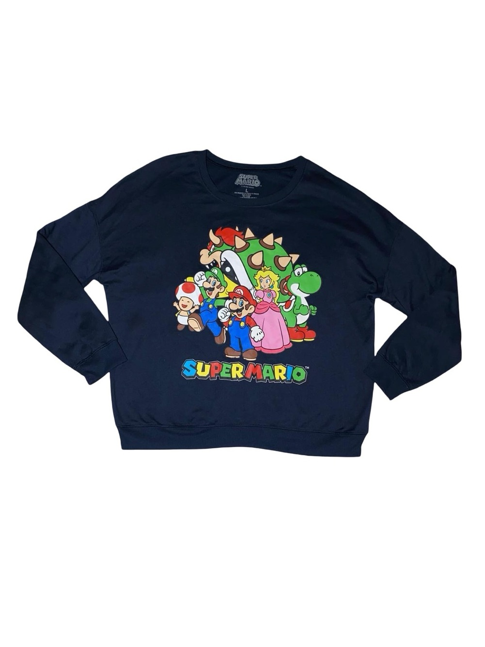 Official Nintendo Super Mario Graphic Sweatshirt Long Sleeve Crewneck Pullover